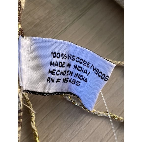 ANIMAL PRINT Scarf Brown Gold Metallic Fringe Wrap Shawl Zebra Viscose New - Picture 3 of 11